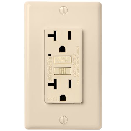 FAITH Self-Test 20A GFCI Outlet Receptacle with Wall Plate, Ivory GLS-20A-IV